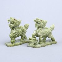 中式小立麒麟（青）玉石风水摆件 青色招财镇宅辟邪化煞开业家居办公室风水摆件 A5
