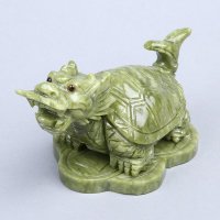 中式中龙龟（青）玉石风水摆件 青色招财镇宅辟邪化煞开业家居办公室风水摆件 A19