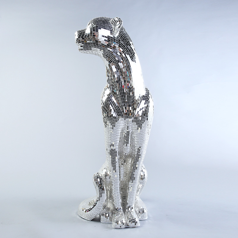 玻璃钢马赛克 现代简约蹲坐豹子模特摆件动物摆件家居装饰摆件 C-1126/C-11303