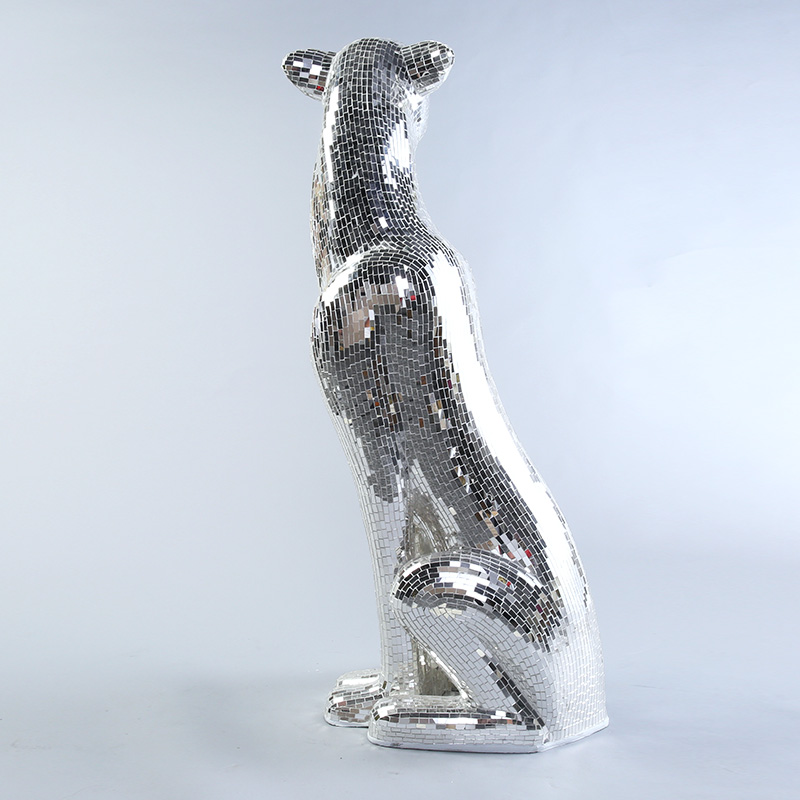 玻璃钢马赛克 现代简约蹲坐豹子模特摆件动物摆件家居装饰摆件 C-1126/C-11304
