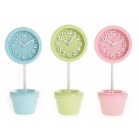塑胶+玻璃 韩版简约时尚创意房间室内办公室盆栽闹钟MD24001/圆型