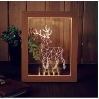 3D画框实木夜灯-萌鹿