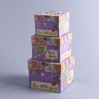 新款童趣正方三件套 糖果月饼盒礼品盒礼物盒 定制批发 W8960