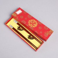 红檀目银双喜高档原木筷子2对套装 天然健康 高档礼品 FT06