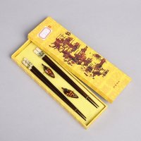 点塑荷花高档原木筷子2对套装 天然健康 高档礼品 FT11