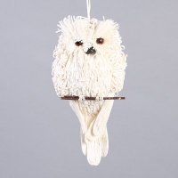 白片猫头鹰天然材料编织手工艺动物 家居装饰道具结婚礼物 OO15
