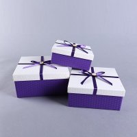 新款方形编织纹包装盒三件套 白盖蓝底糖果月饼盒礼品盒礼物盒 8301-34T-1