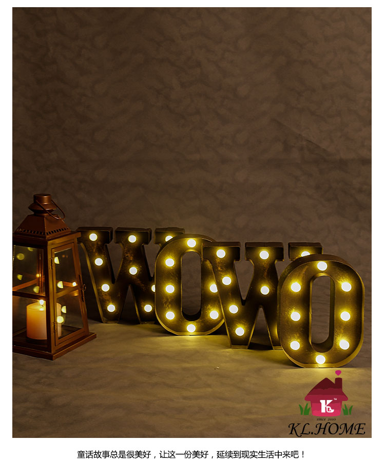 开利 时尚LED字母灯婚庆装饰灯节能小夜灯复古创意壁灯圣诞灯饰霓虹灯，下单备注字母5