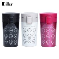 Diller 新款笑脸车载保温杯 双层商务保温杯 弹跳杯创意杯子定制新潮车载保温杯