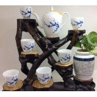 7头梅花（将军壶）手绘青花瓷茶具