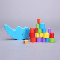 月亮平衡积木 木质堆塔叠叠乐 宝宝益智力木制玩具 儿童益智玩具 AOE55