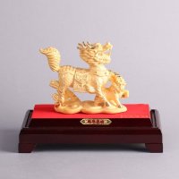 麒麟家居摆件 金色里紫铜外镕金风水装饰摆件 送礼办公室镇宅家居装饰摆件 JYG42