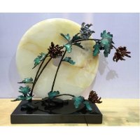 中式现代抽象铜雕菊造型摆件客厅书房卧室装饰