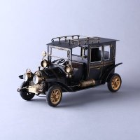 黑色老爷车模型 手工铁皮复古工艺摆件创意居装饰品 （含木架费）DMDD020