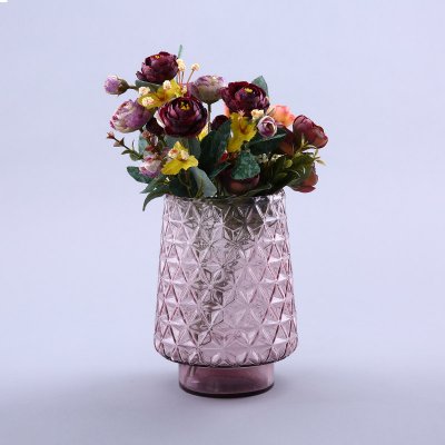 简约粉色玻璃花瓶花器家居玻璃装饰工艺品YL02