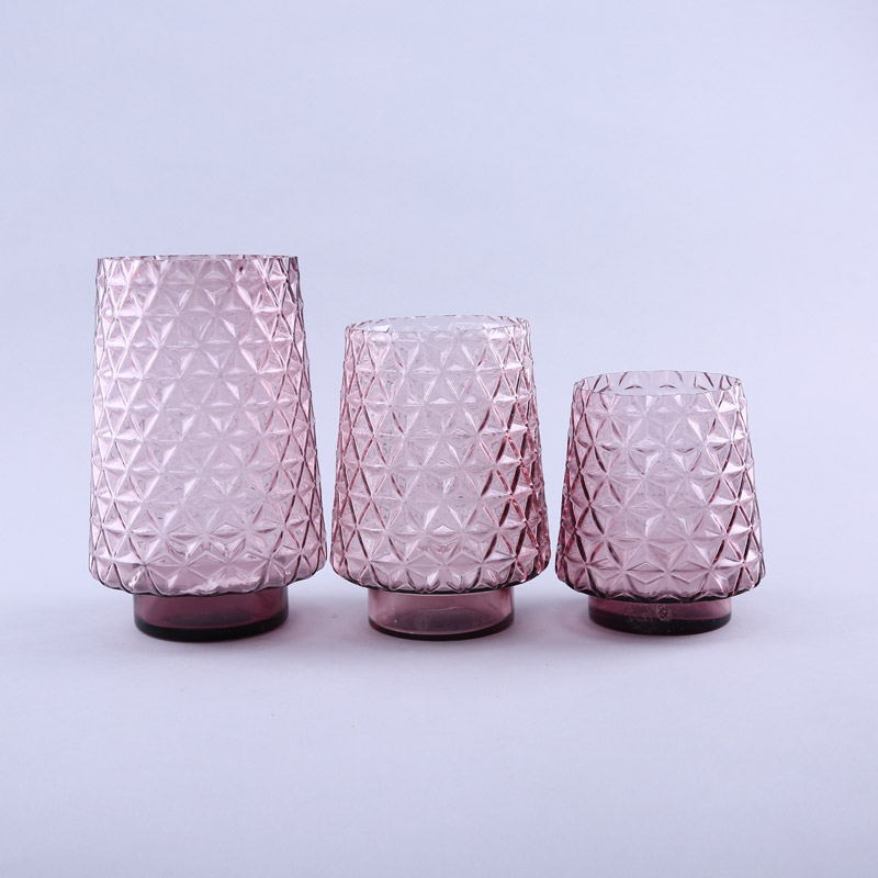 简约粉色玻璃花瓶花器家居玻璃装饰工艺品YL025