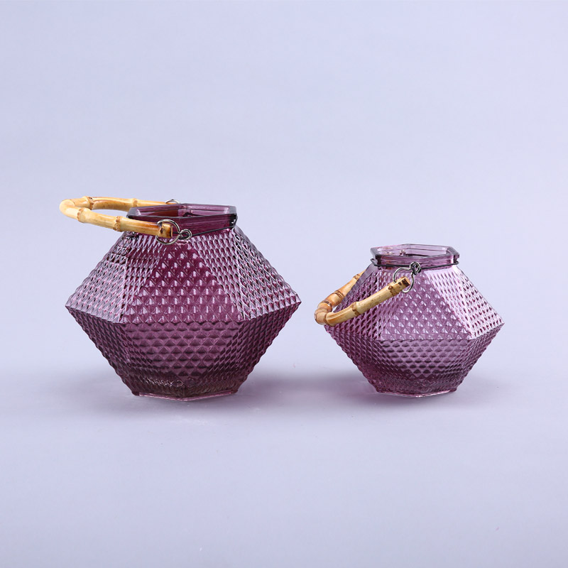 简约紫色玻璃花瓶花器家居玻璃装饰瓶工艺品YL041