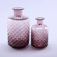 简约粉色玻璃花瓶花器家居玻璃装饰瓶工艺品摆件YL12