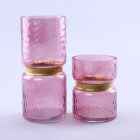 简约粉红色玻璃花瓶花器家居玻璃装饰工艺品YL14