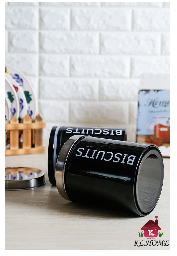 开利时尚黑色优质铁艺糖果罐咖啡茶叶罐收纳罐饼干罐调料盒杂物罐10