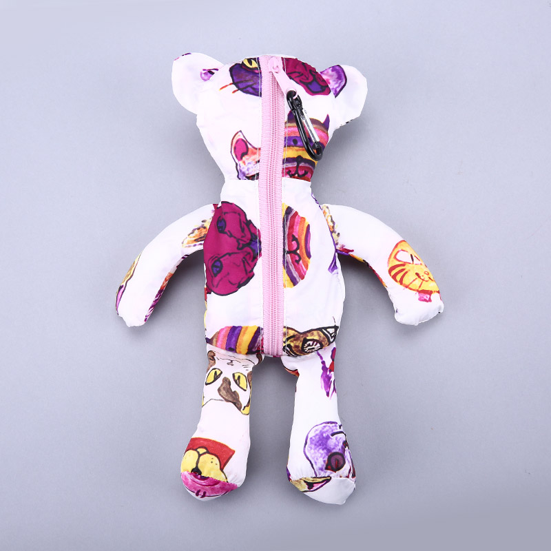 小熊收藏式环保袋 时尚创意花纹便携环保袋可爱公仔包包 GY322