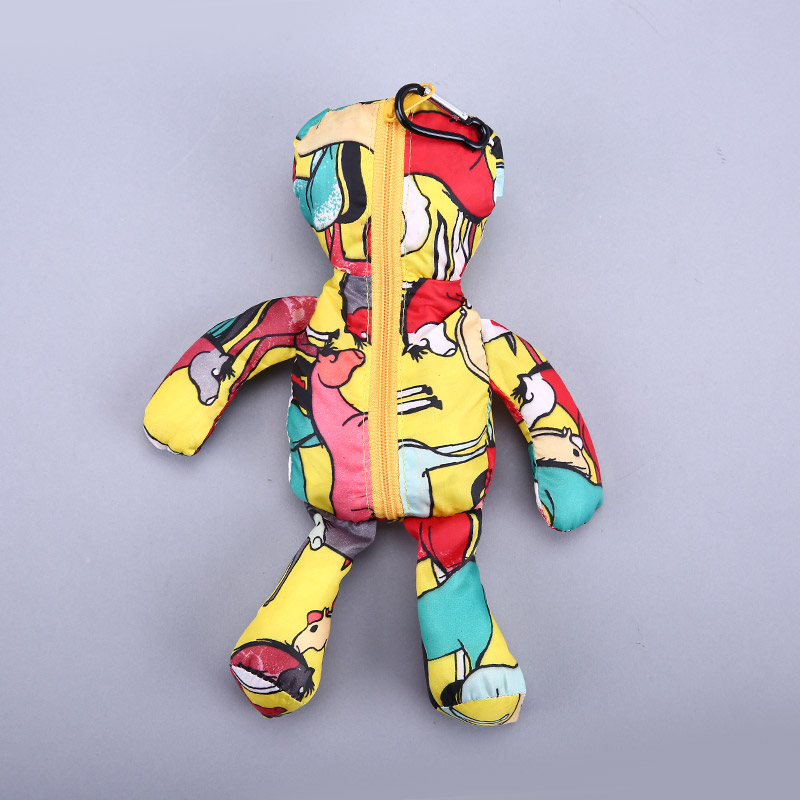 小熊收藏式环保袋 时尚创意花纹便携环保袋可爱公仔包包 GY212