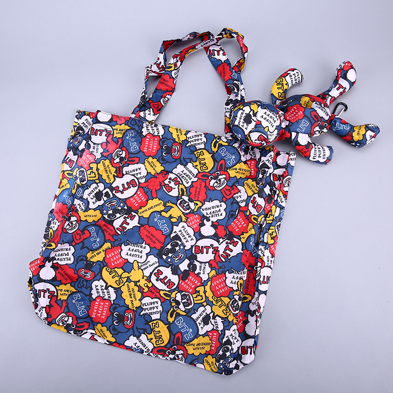 小熊收藏式环保袋 时尚创意花纹便携环保袋可爱公仔包包 GY364