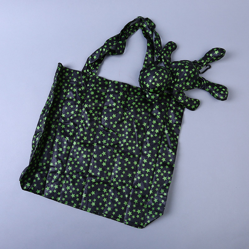 小熊收藏式环保袋 时尚简约小五星花纹便携环保袋可爱公仔包包 GY534