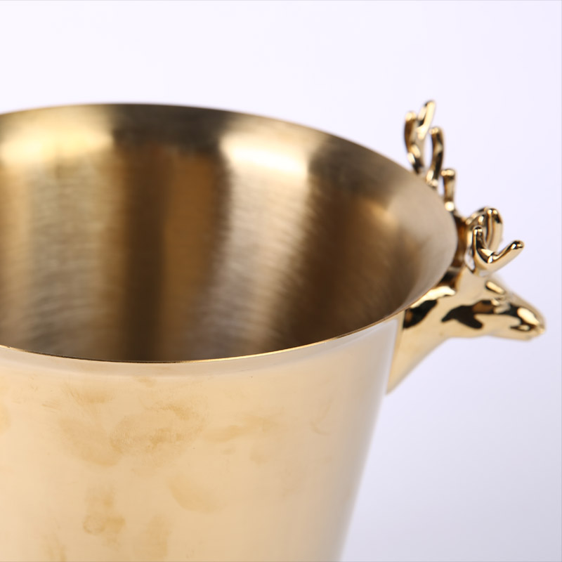 鹿头欧式冰桶（金色） 欧美法式奢华贵大气金属色餐吧台厅摆件装饰品冰酒桶 ZS054