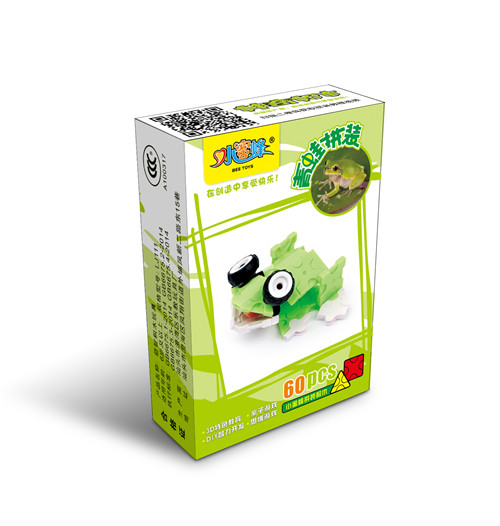 儿童益智神奇3D塑料拼装积木玩具青蛙彩盒装2