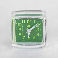 静音水晶透明绿面闹钟BB闹钟正方形床头钟 BB