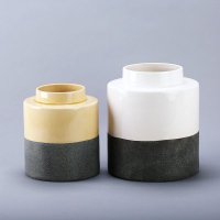 现代时尚创意陶瓷花瓶两件套 双色圆形平口花瓶家居装饰花器摆件 SS013