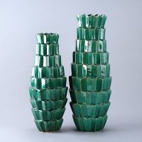 现代简约创意摆件两件套 蓝色棱面花瓶家居软装饰摆设花插品摆件 SS026