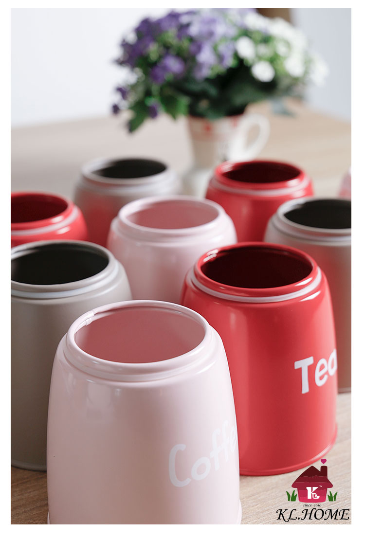 开利日式实用创意实木盖灰粉红储物套装茶叶咖啡糖罐收纳罐14