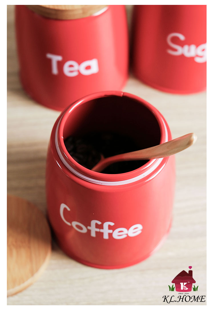开利日式实用创意实木盖灰粉红储物套装茶叶咖啡糖罐收纳罐12