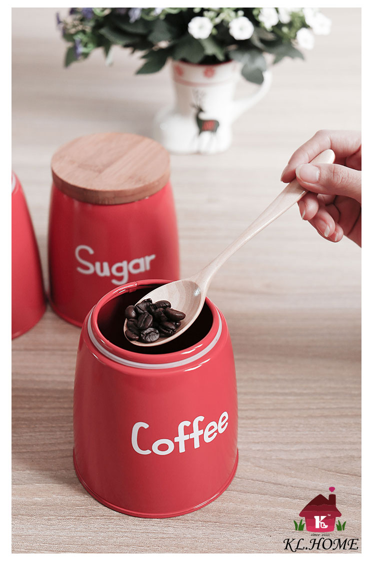 开利日式实用创意实木盖灰粉红储物套装茶叶咖啡糖罐收纳罐13