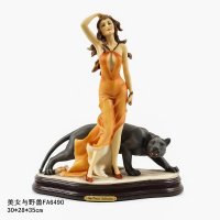 西式创意工艺美女与野兽摆件客厅书房装饰