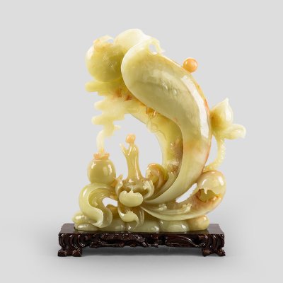 悟道招财摆件 花红青玉