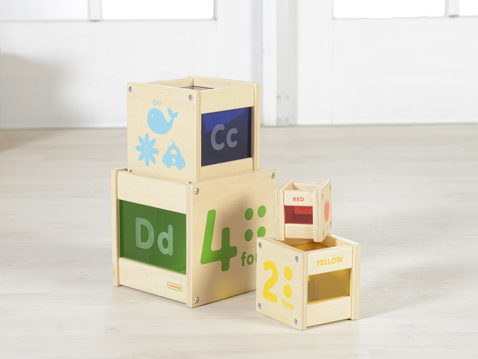 贝思德 颜色堆叠字母立方 木质玩具1
