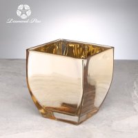 钻石星现代简约欧式玻璃金色花瓶电镀工艺品客厅装饰摆件家居花盆