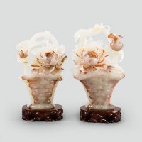 花开富贵 （花篮）两件套 红花冰玉