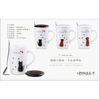 创意可爱卡通小猫咪咖啡牛奶杯礼品杯学生杯陶瓷杯