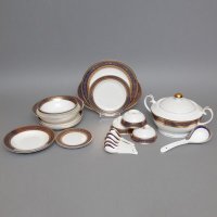 高档48头浮雕金4028骨瓷餐具套装 厨房餐厅时尚餐具 高档餐具盘碗碟套装 结婚送礼10001941