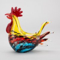 中式七彩拧丝鸡琉璃动物桌面装饰摆件QCNSJ