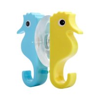 海马挂钩 强力吸盘 创意挂壁 门后瓷砖挂衣钩 浴室玻璃排钩2个装