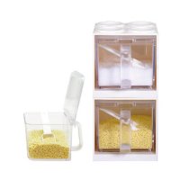 安雅厨房用品调味盒套装创意积木调味瓶塑料收纳调味罐盐糖胡椒粉（下单备注颜色）