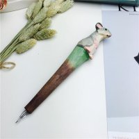 小灰鼠 木制动物笔木雕笔