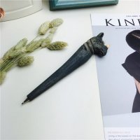 黑色犀牛 木制动物笔木雕笔