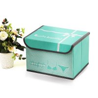 简约条纹绿色牛津布衣物收纳盒收纳箱（小号）