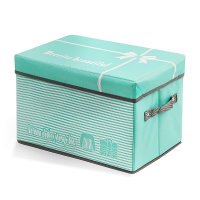 简约条纹绿色牛津布衣物收纳盒收纳箱（中号）